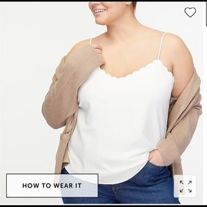 J Crew Beige Scallop Cami Tank BNWT